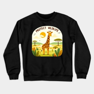 Giraffe in the Savannah - Protect Wildlife Crewneck Sweatshirt